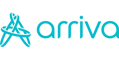 Arriva company logo with stylized circular symbol and brand name.