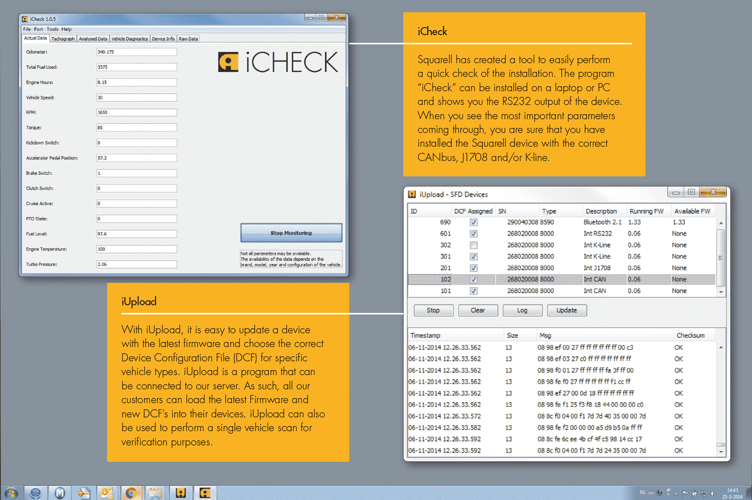 Example screenshots Squarell Software